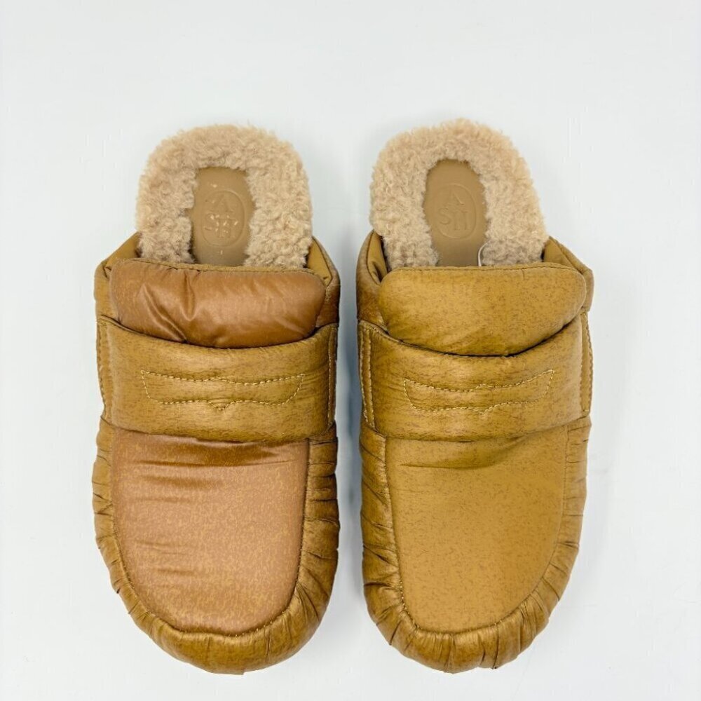 ASH Gong Faux Fur Puff Lined Loafer Mule Shoe Slippers Size 7 | 37